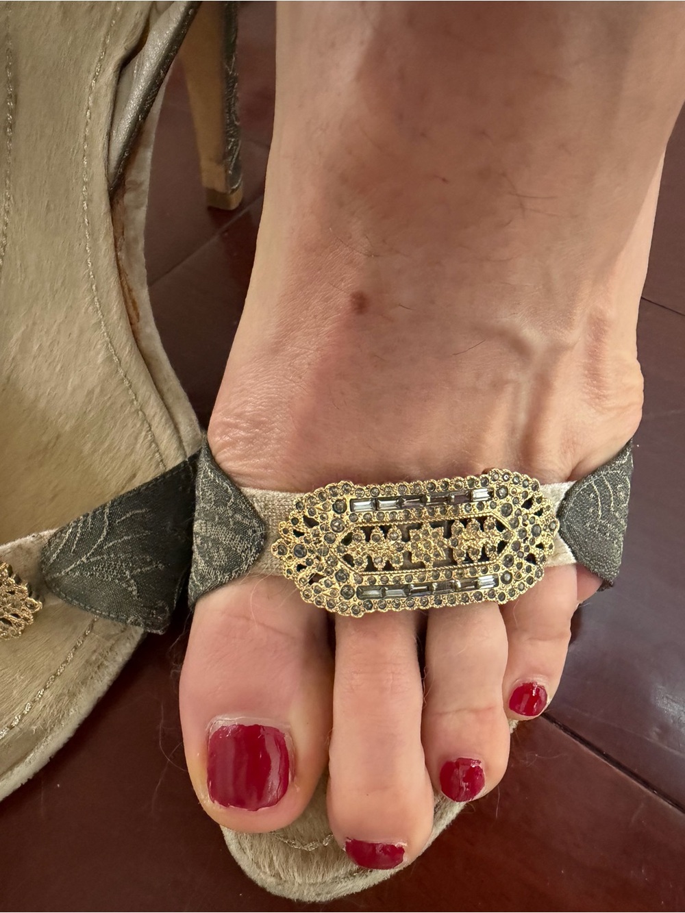 Rene Caovilla buckle Metallic sling back heels made in Italy
